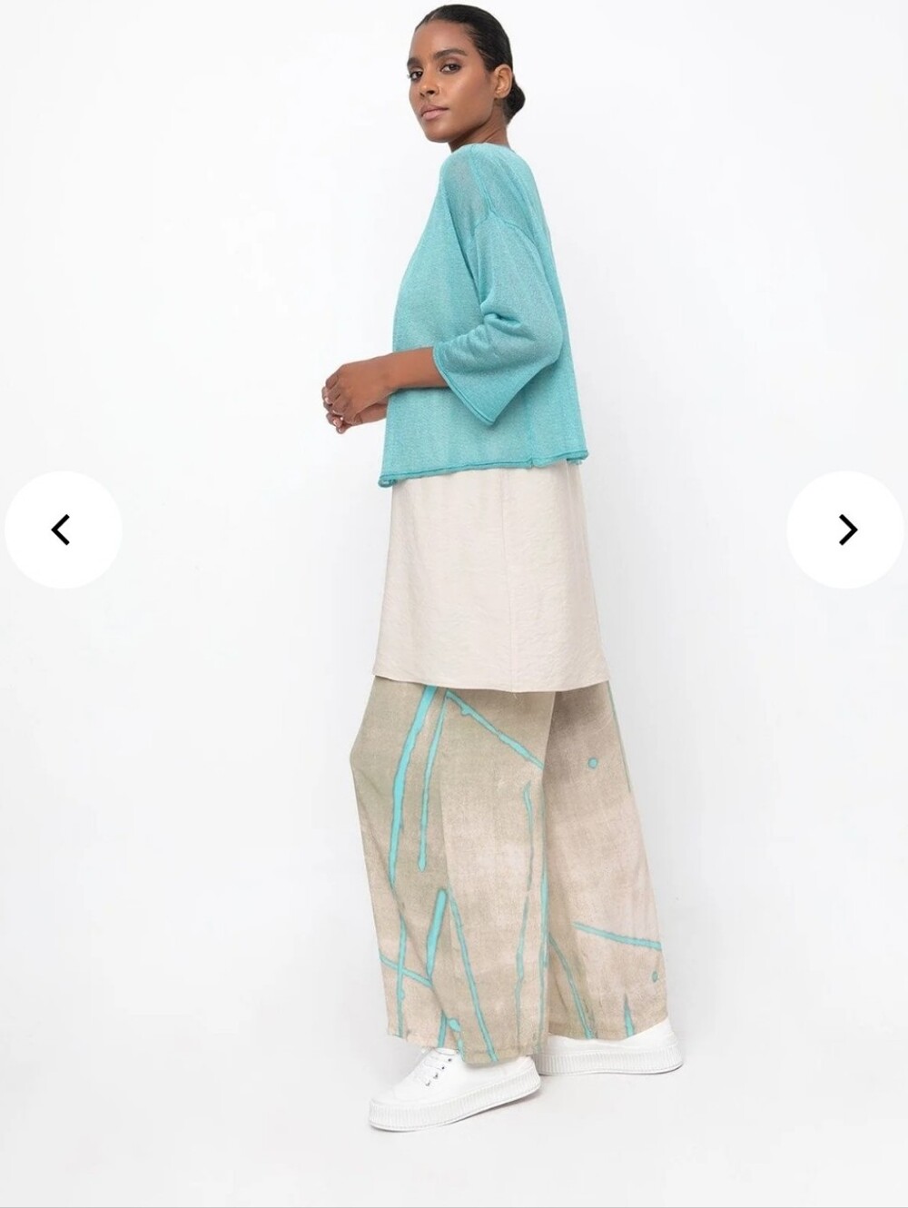 Ozai N Ku Breeze Pants In Dune Abstract Splatter Print Wide Leg Pants NWT Size S